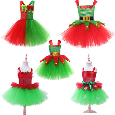 Kids Girls Dress Xmas Princess Suit Christmas Cosplay Costume Cutout Tutu SkirtS