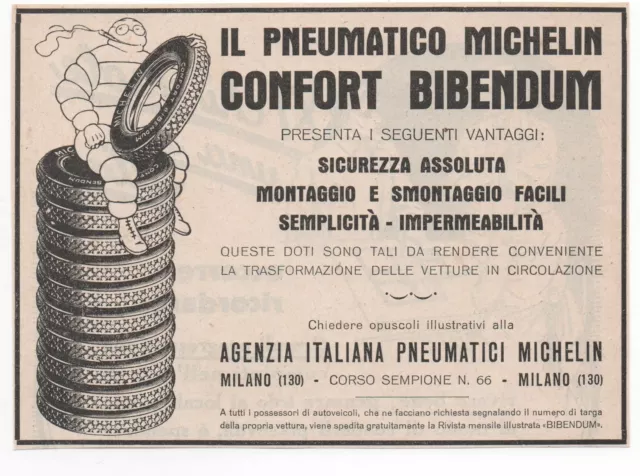 Pubblicità epoca 1927 MICHELIN PNEUMATICI AUTO advert werbung publicitè reklame