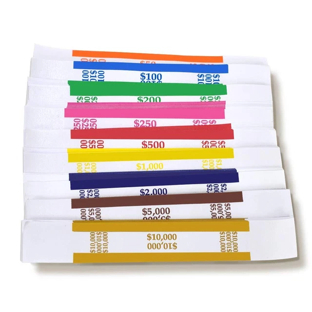 Currency Straps –450 Assorted Bill Wrappers, Money Bands to Organize Bills,