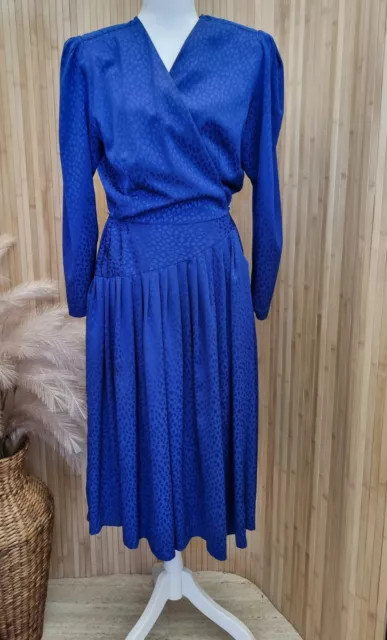 Genuine Vintage 70’s MARK SHAW wrap Over Dress Blue  Size 10