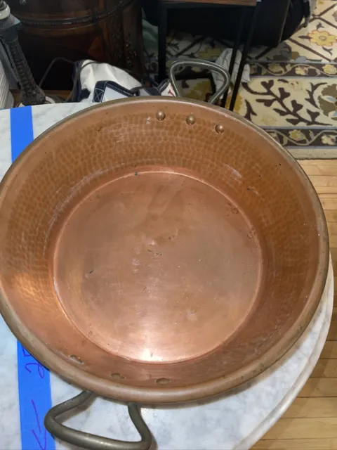 French Copper Jelly Pan, Old Burgundy Jam Pot◇6.375 Pounds! Bronze Handles