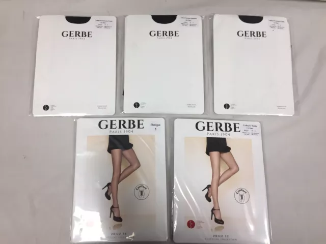 Lot de 5 Collants Neufs Gerbe Différents Modèles Taille 1 Couleur Noir et Beige