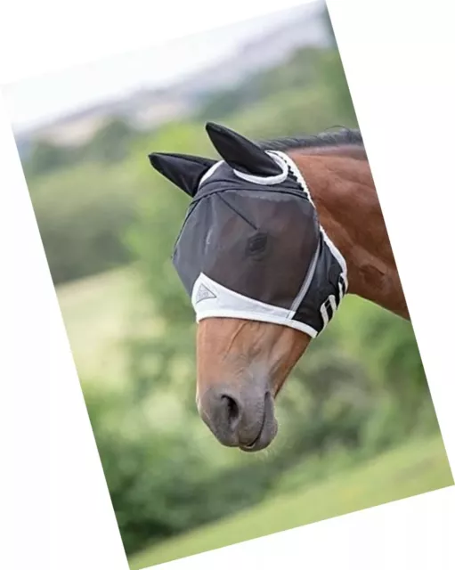 Shires Fine Mesh Fly Mask with Ears Black Full 2