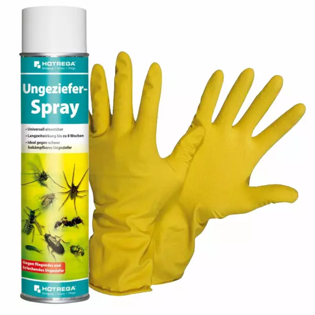 HOTREGA Ungeziefer Spray Insekten Spray Mücken Spray  600 ml inkl Handschuhe