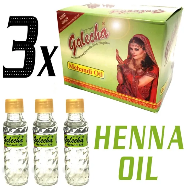 3 Fläsch­chen Mehandi Oil - Henna Öl zur Verstärkung von Hennabemalungen - 18 ml