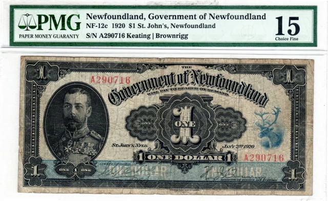 CANADA (Government of Newfoundland) $1 Dollar 1920 PCGS F-15 CH-NF-12c Banknotes