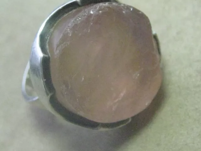 Vintage Silberring silberner Ring 925 Rosenquarz Seventies Öko Natur Hippies 2