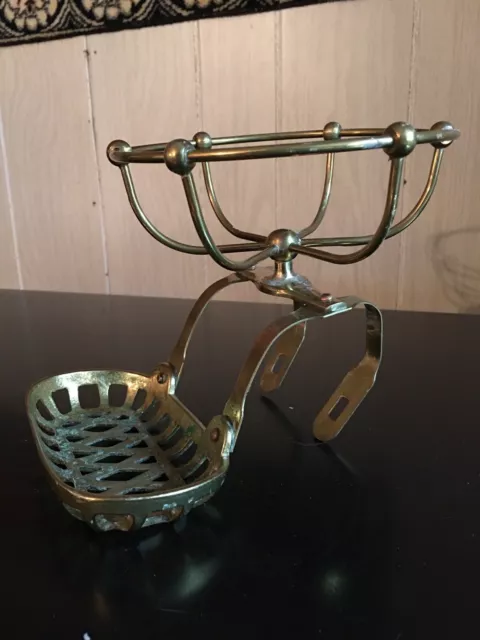 Antique Brass Soap Dish Sponge Holder Claw Foot Tub Rim Mount