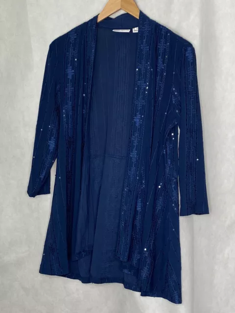 Susan Graver Women’s Sequins Cardigan Navy Blue Size Small