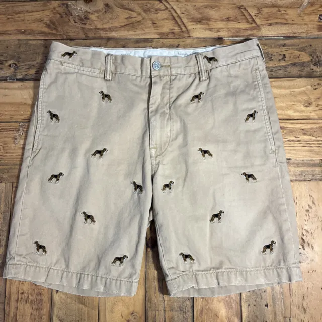 Polo Ralph Lauren Shorts 32W Embroidered Beagle Hunting Dog Khaki Chinos Tan