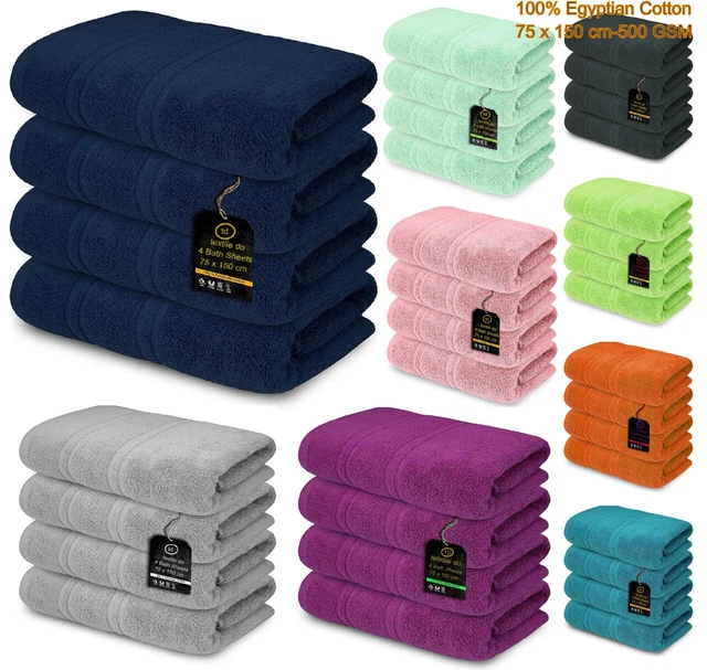 4 x Large Jumbo Bath Sheet Towels 100% Egyptian Cotton Bath Sheets Big Towels