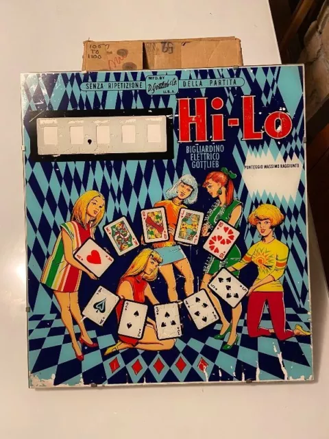 Vetro flipper “ HI-LO” DELLA GOTTLIEB DEL 1969