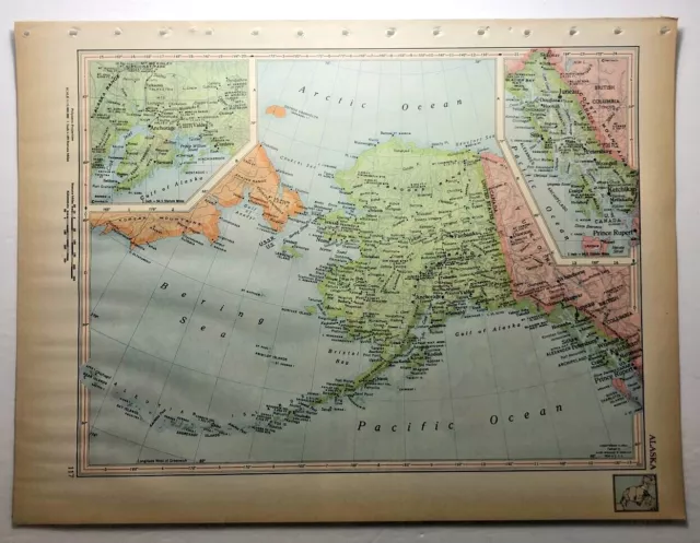 1952 Vintage ALASKA Antique Atlas Map - Encyclopedia Britannica World Atlas