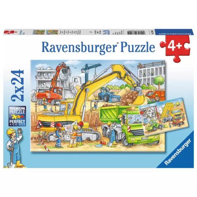 Ravensburger Puzzle Viel Zu Tun Auf Der Baustelle Kinderpuzzle 2 x 24 Teile