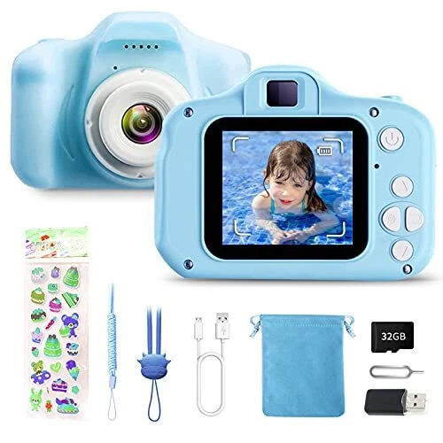Kids Mini Digital Camera Rechargeable 2 Inch Hd Screen 1080P 32GB Card !Bargain!