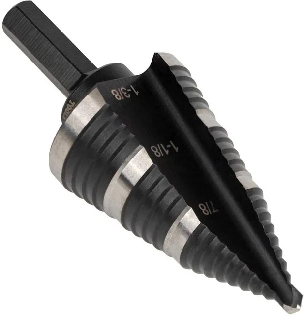 Klein Tools KTSB15 Step Drill Bit #15 Double Fluted 7/8 to 1-3/8-Inch, Black