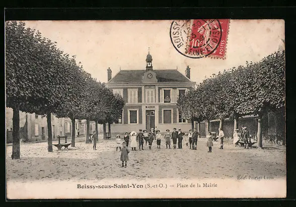 CPA Boissy-sous-Saint-Yon, Place de la Mairie 1909