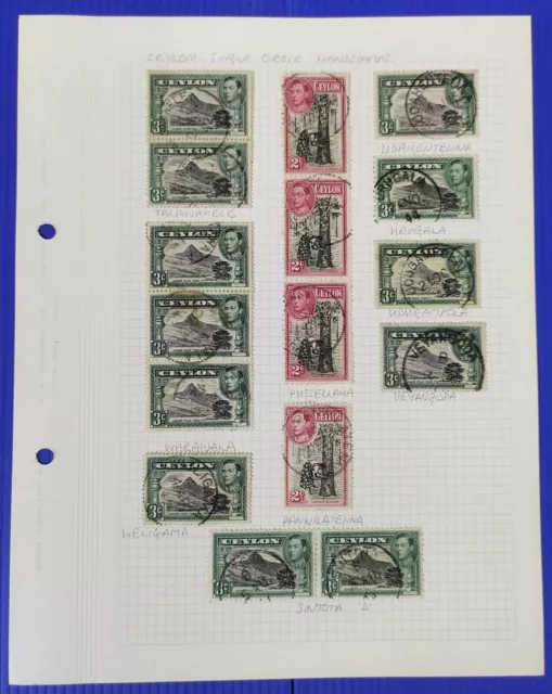 Ceylon Stamp Collection Postmarks Study Mounted in Graph Sheets/Pages