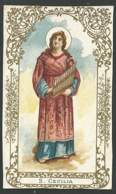 Antico Santino di Santa Cecilia image pieuse estampa holy card