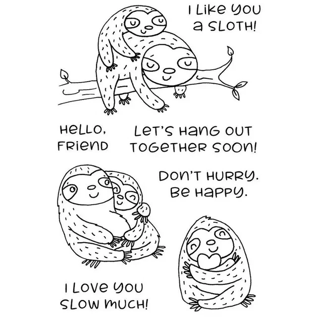 Sloth Animal Sentiment Clear Rubber Stamps Seal Silicone Cards Scrapbooking