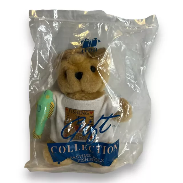 Vintage 1997Avon Gift Collection Pastime Pals “FISHING” Teddy Bear NIP