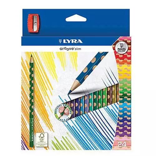Lyra Groove Slim Size Triangular Colouring Pencils Full size Wallet of 24