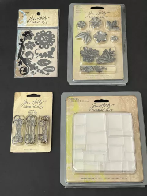 Bundle 5 Tim Holtz Idea-ology Embellishments Masks, Foliage, Memo Pins, Fragment