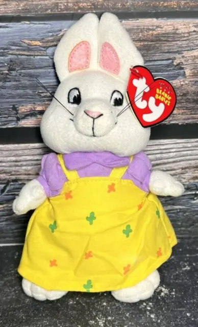 Rare & Retired Ty Beanie Baby~Rub The Bunny Rabbit From Nck Jr Max & Ruby 7"~New