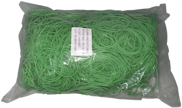 1 kg Gummiringe Gummibänder Haushaltsgummis grün 50 mm Ø 1,5 x 1,5 mm breit