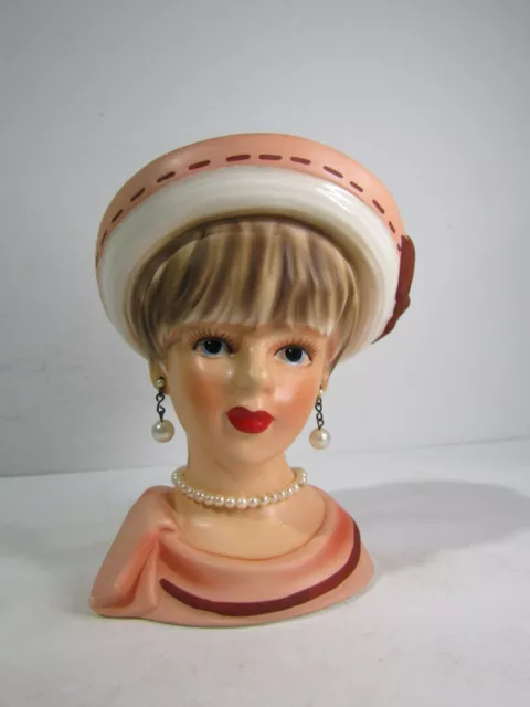 6 Inch Relpo 1644 Lady In Pill Box Hat Head Vase