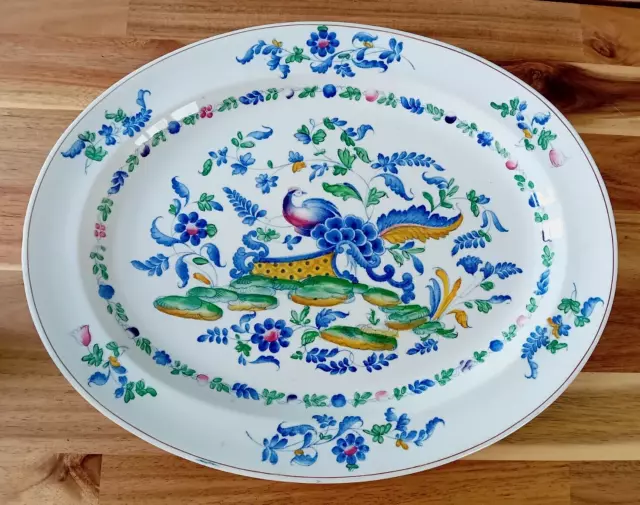 Antique Booths Silicon China Rockery & Pheasant Pattern Meat Plate Platter 1920