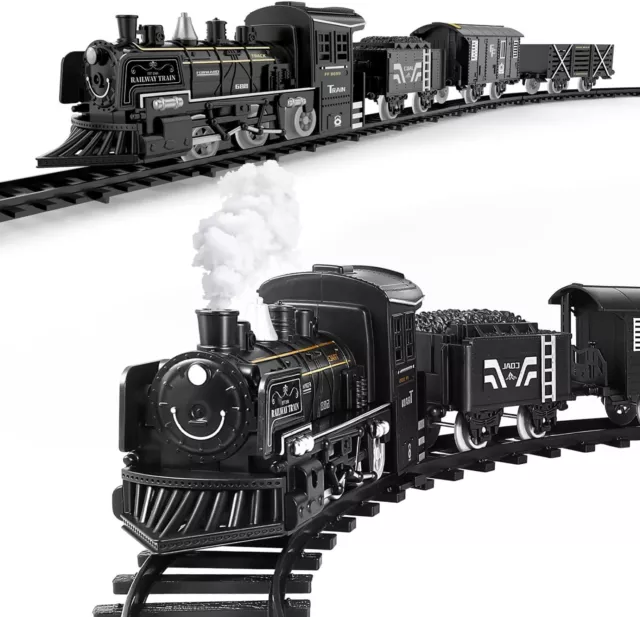 Spielzeug Eisenbahn mit 4 Waggons Elektrische Lok Dampflokomotive Güterwagen