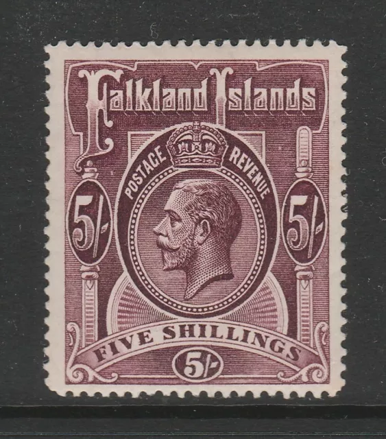 Falkland Islands 1912-20 5/- Maroon SG 67b Mint.