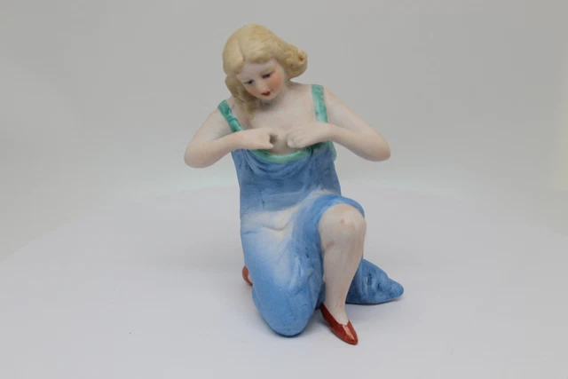 Figurilla Bañista Sexy Art Deco-alemán Estilo Art Nouveau Estilo Porcelana