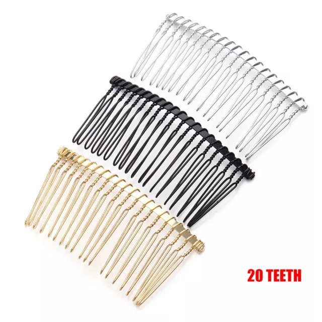 1/10Pcs/lot 20/30 Teeth Metal Twisted Wire Hair Comb Base Bridal Wedding Clip 3