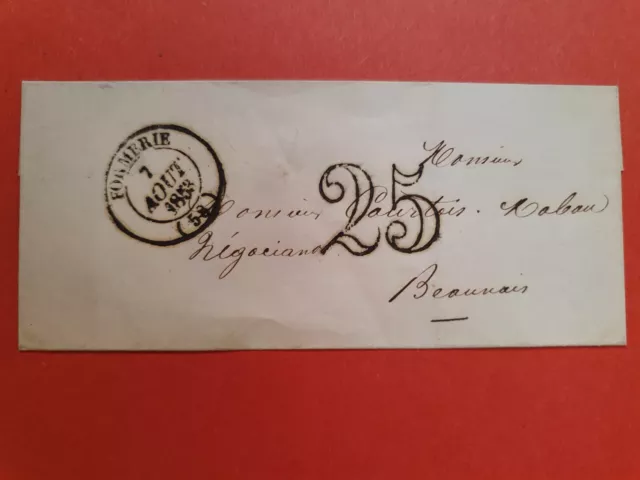 Càd de Formerie sur lettre sans texte pour Beauvais en 1853 - réf 2563