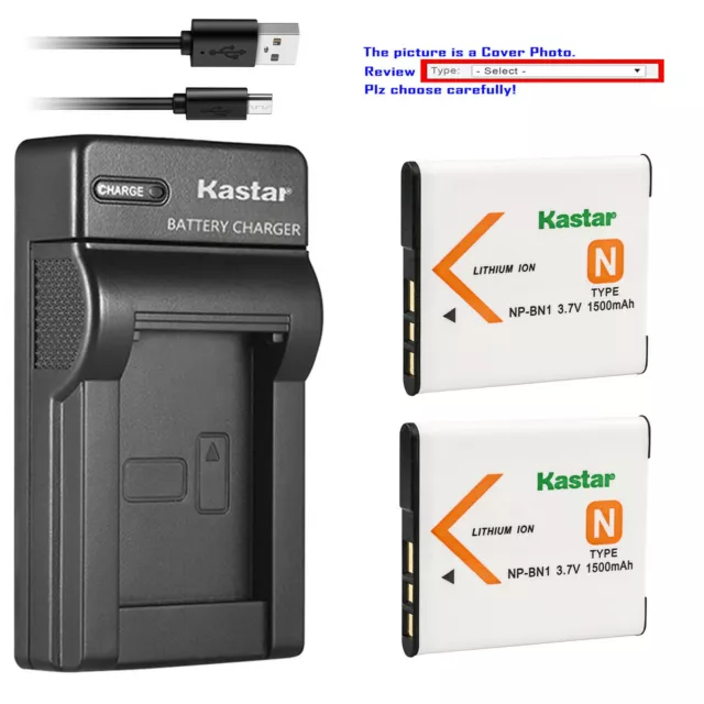Kastar Battery Slim Charger for Sony NP-BN1 BC-CSN & Sony Cyber-shot DSC-W570