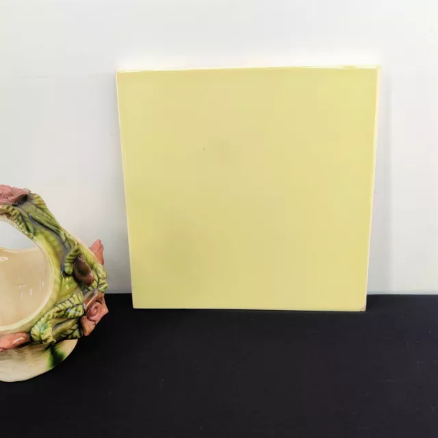 1940 VintagePastel Lemon Yellow Architecture Furniture Tile Saji Trademark Japan