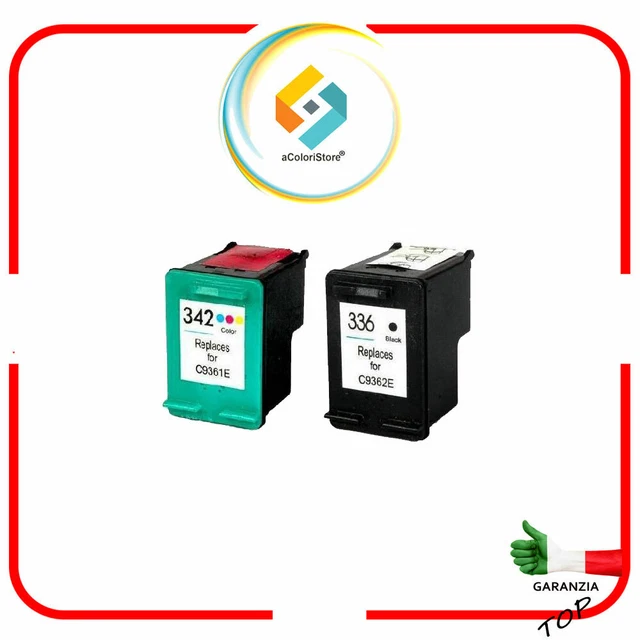 2 Cartucce per HP 336 nero HP 342 Color C3180 C3175 7850 6305 D4155 5420 2570