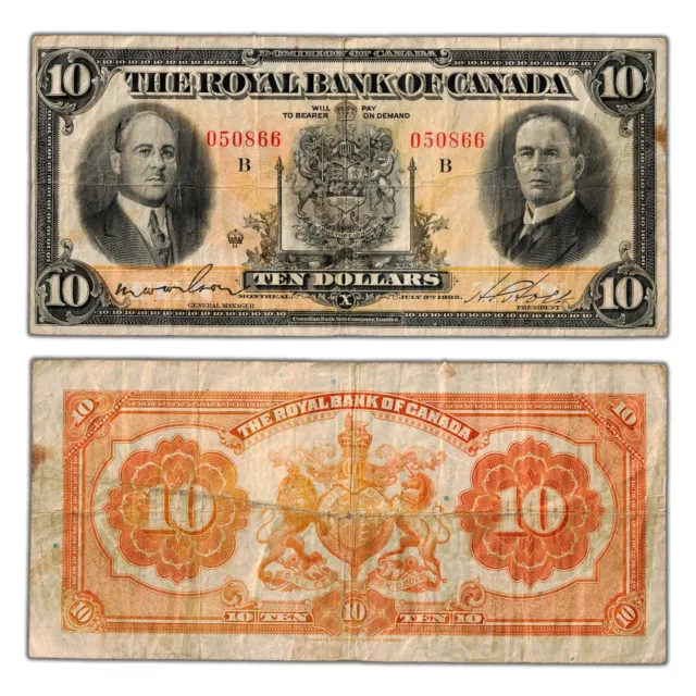 $10 1933 Royal Bank of Canada Chartered Note CH #630-16-04 - Fine