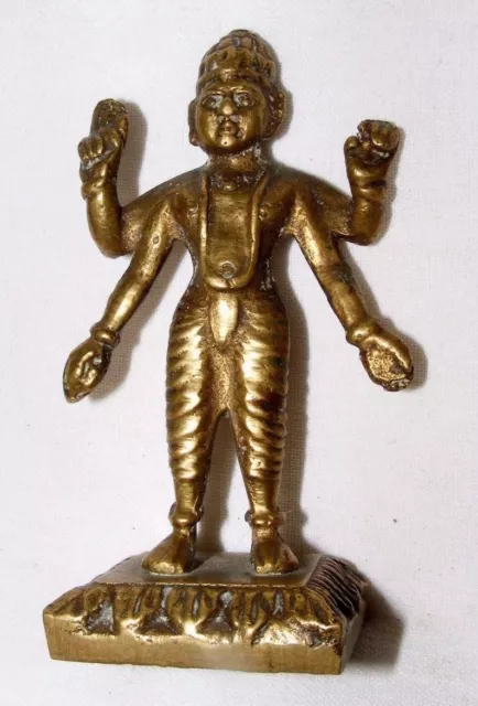 Antique Indian Brass Hindu Deity Statue Figurine  9 Cms High