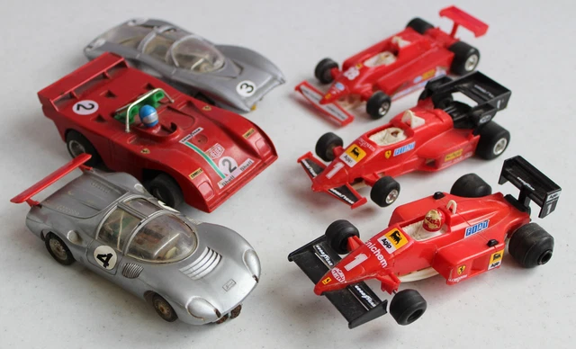 6 voitures pour circuit  routier  "  POLISTIL POLICAR  " pas SCALEXTRIC ni JOUEF
