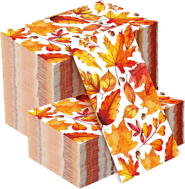 100 Pcs Fall Napkins Disposable Maple Leaves Paper Napkins Autumn Hand Towel Dec
