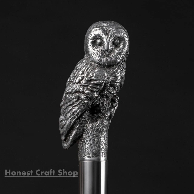 Owl Hand Carved Wooden Walking Stick Owl Handle Walking Cane Christmas Best Gift