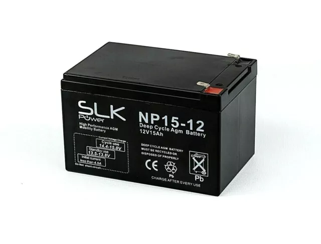 SINGLE 12v 15AH SLK POWER MOBILITY SCOOTER BATTERY MORE POWER THAN 12AMP