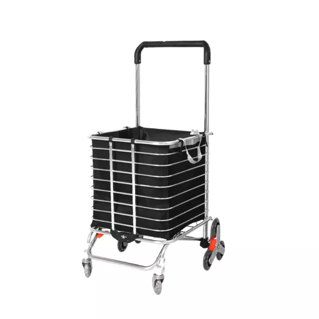 Mountview Foldable Shopping Cart Trolley Basket Grocery Portable Black 40L Wheel
