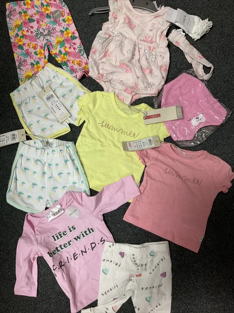 NUOVO pacchetto vestiti bambina taglia 0-3 mesi neonato nuovo con etichette