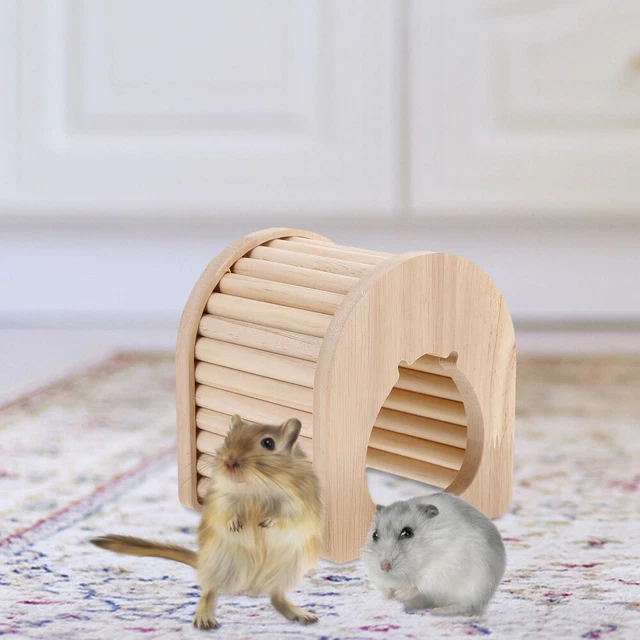 1pc Holz Hamster Hideout Holz Hamster Hütte Komfortable Pet Hideaway 12