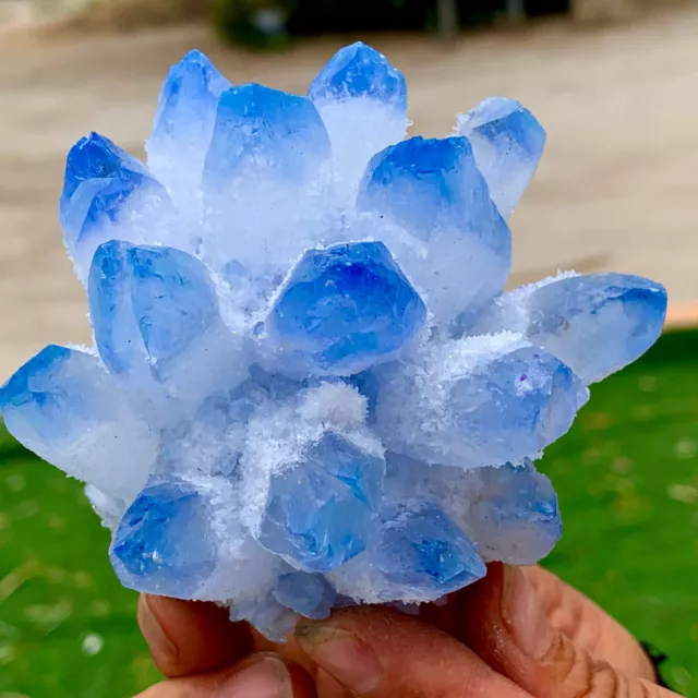 306G New Find sky blue Phantom Quartz Crystal Cluster Mineral Specimen Healing