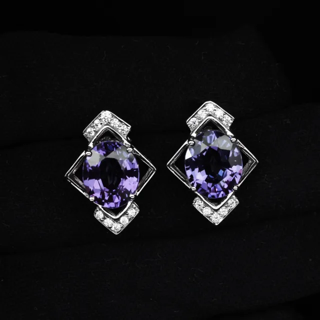 Dazzling Sapphire Color Change 13 Ct. 925 Sterling Silver Handmade Stud Earrings